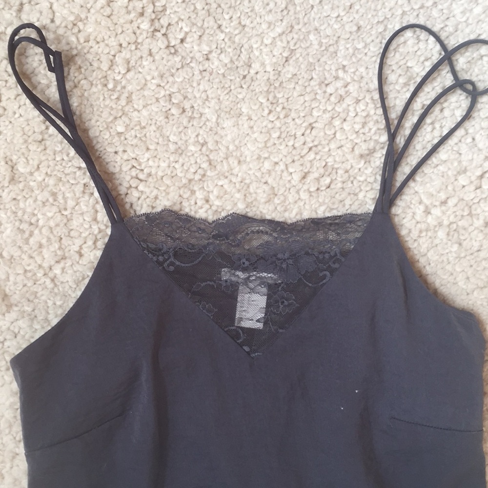 Grey/blue silk tank top
